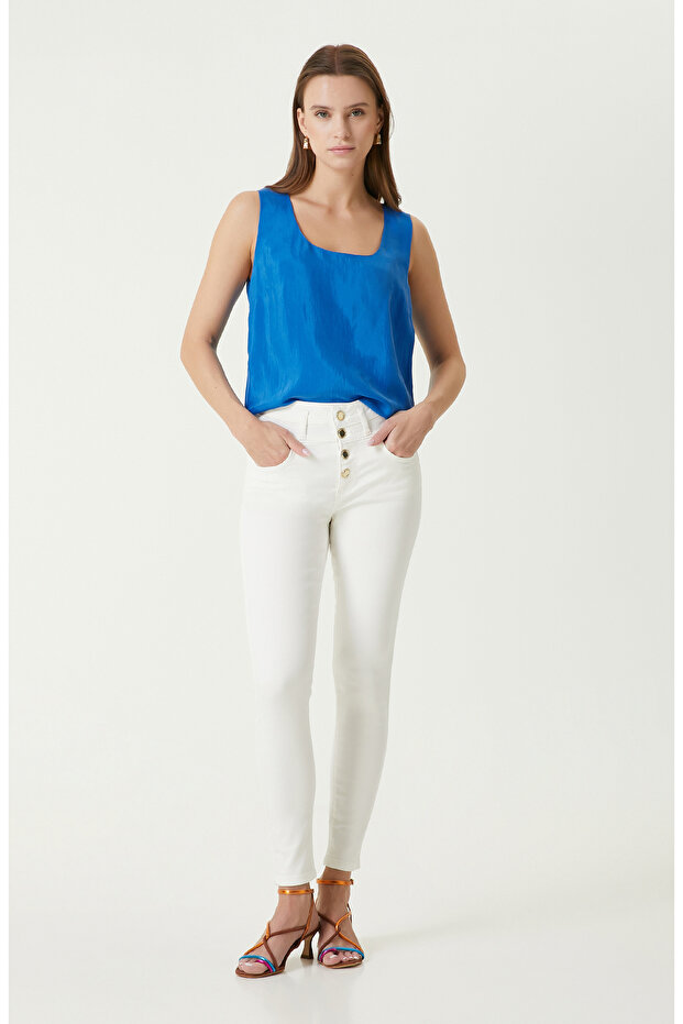 Ekru Denim Pantolon - 2