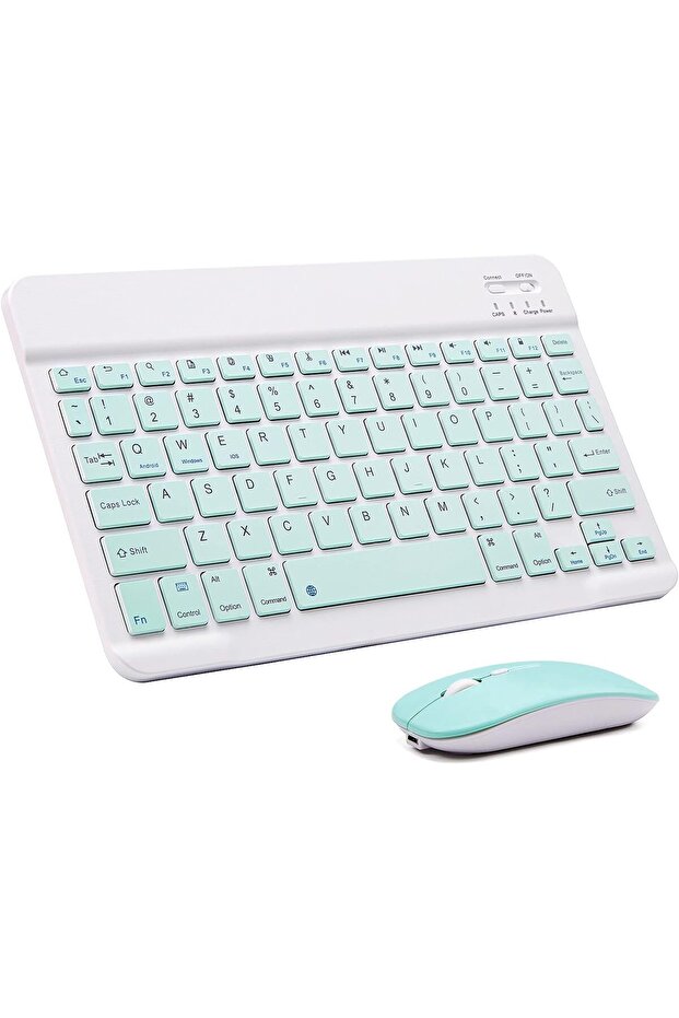 Ultra-Slim Wireless Keyboard & Mouse Combo, Rechargeable Bluetooth iOS, Android Windows (Green) - 1