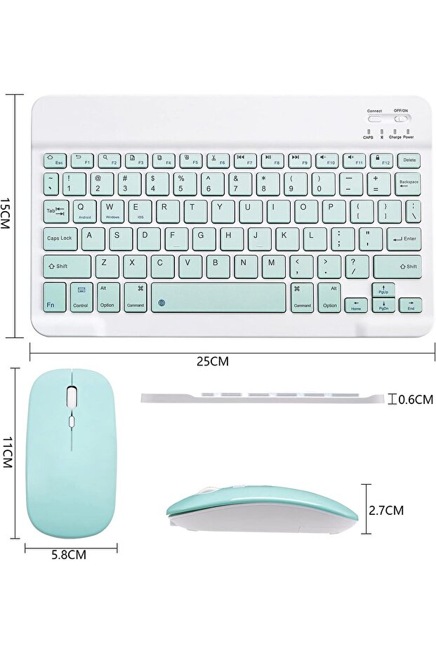 Ultra-Slim Wireless Keyboard & Mouse Combo, Rechargeable Bluetooth iOS, Android Windows (Green) - 5