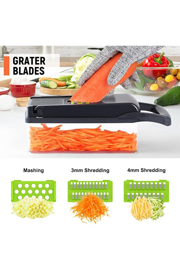 Amzeth 16-in-1 Vegetable Chopper, Pro Onion & Food Dicer with 8 Blades,Container Included (Gray) - 5