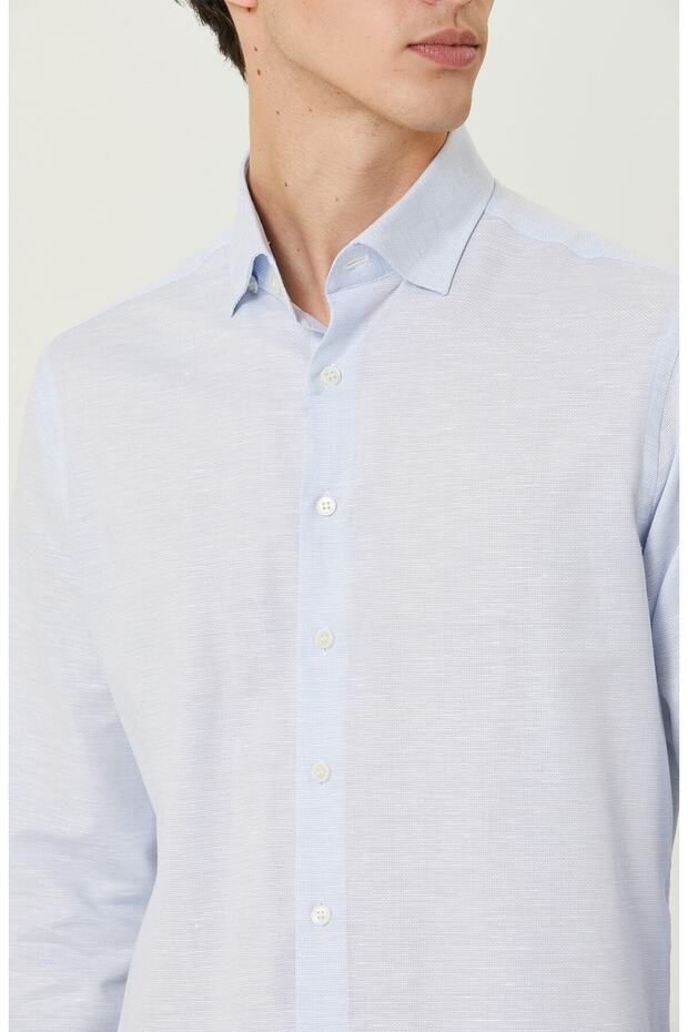 Mavi Desenli Gömlek - 5