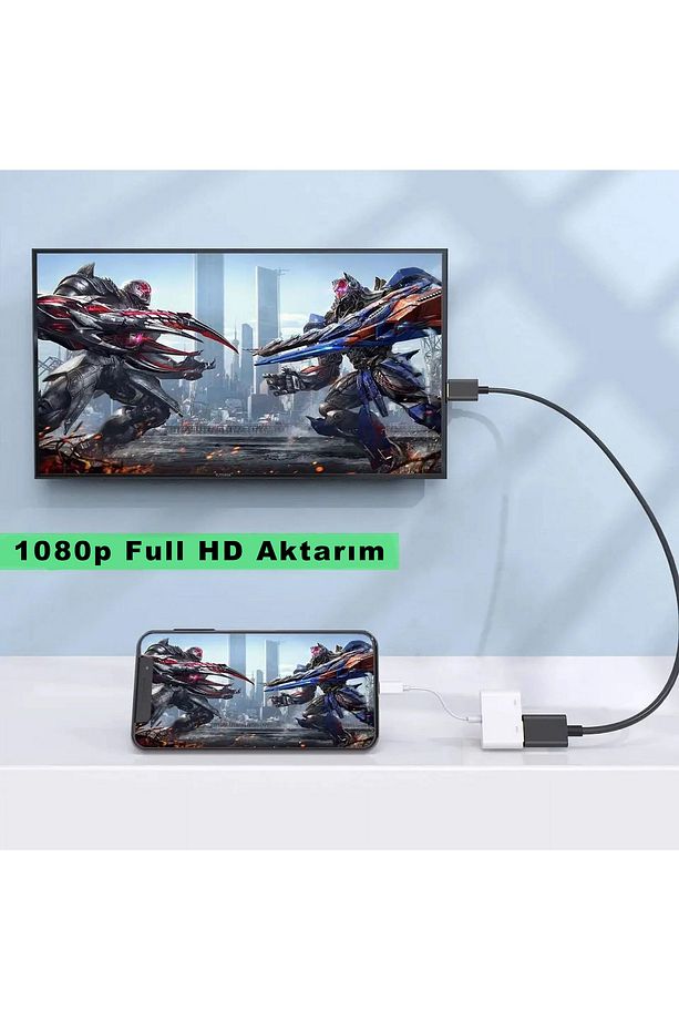 Type-C iPhone 15 Pro Max Pd Şarj Girişli Hdmi Görüntü Aktarım Kablosu - 4