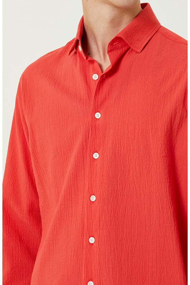 Nar Çiçeği Gofreli Gömlek - 2