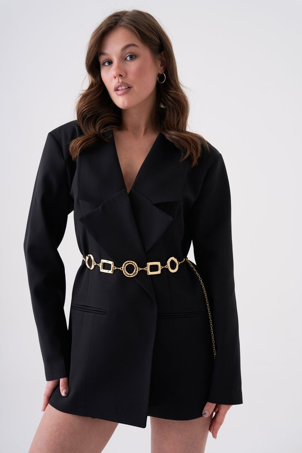 Gold Chain Belt 7300 - Ring and Square Buckle