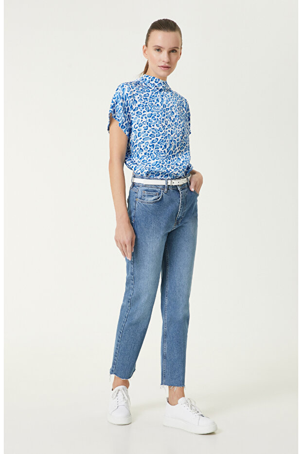 Mavi Desenli Bluz - 3