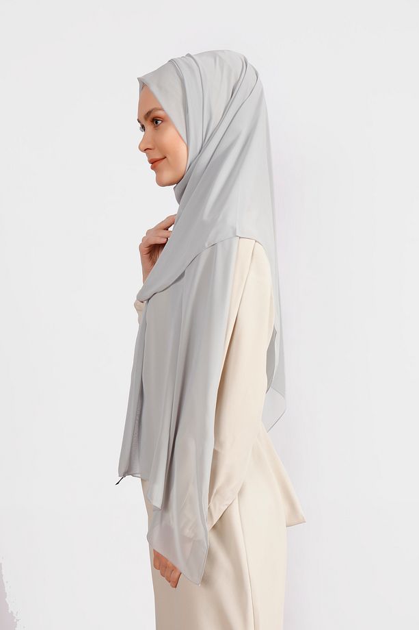 Krep Şifon Şal - Soft Gri - 1