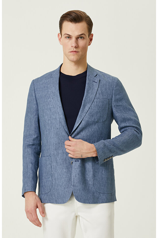 Mavi Keten Ceket - 1