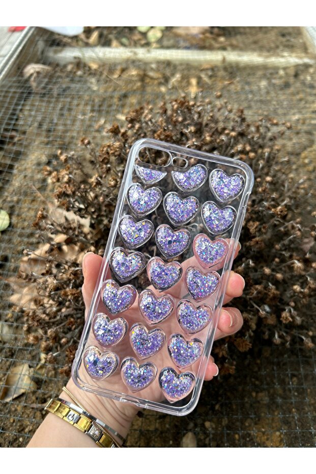 İphone 7 Plus/8 Plus Uyumlu Uyumlu 3D Kalp Çıkıntılı Kılıf - 3