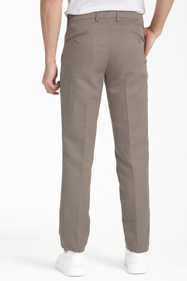 Men's Copper Color Cotton Pocketed Summer Straight Linen Trousers
