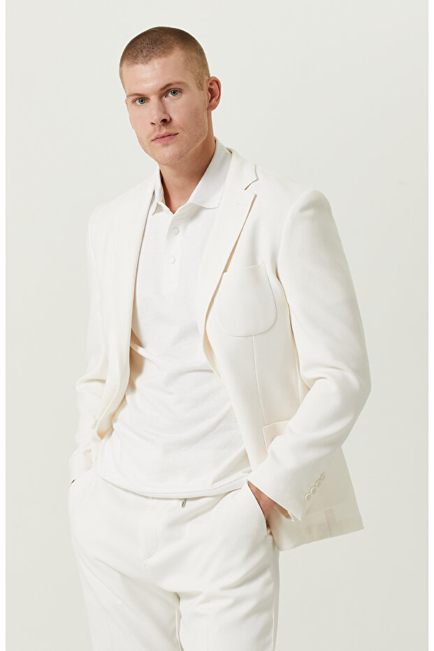 Ekru Örme Takım Elbise - 2