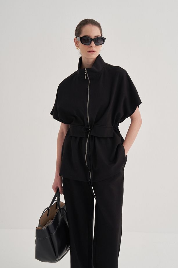 Kadın Çelik Örme Oversize Yelek Siyah - 2