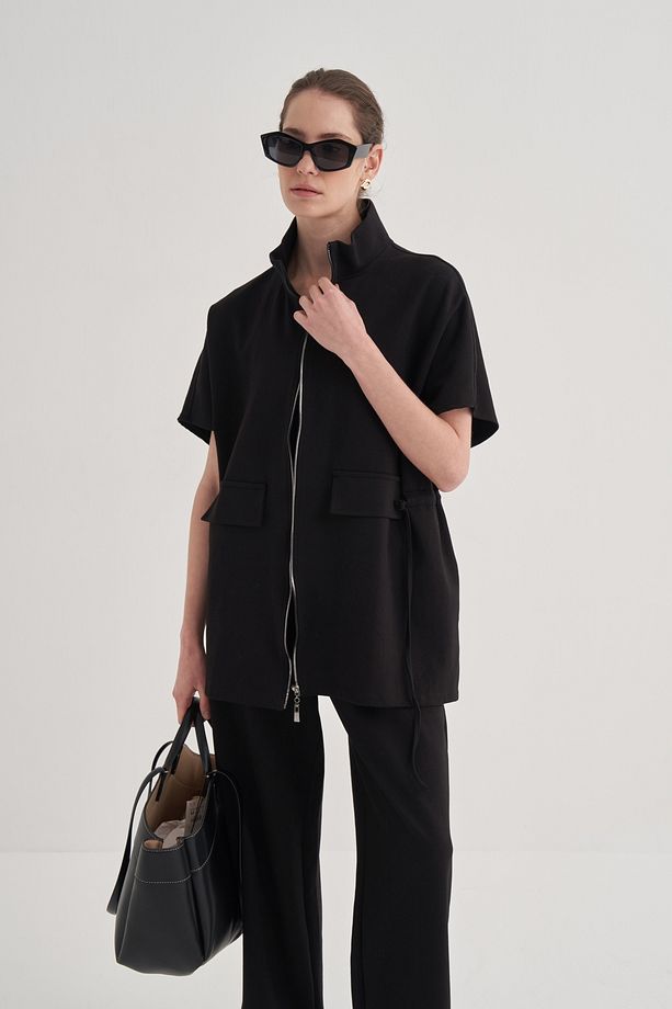 Kadın Çelik Örme Oversize Yelek Siyah - 6