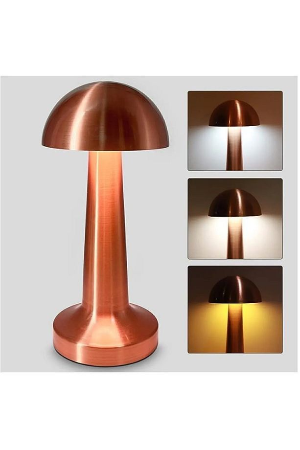 Şarj Edilebilir Bronz Renk Ayarlanılabilir Işıklı Mantar Masa Lambası - 1