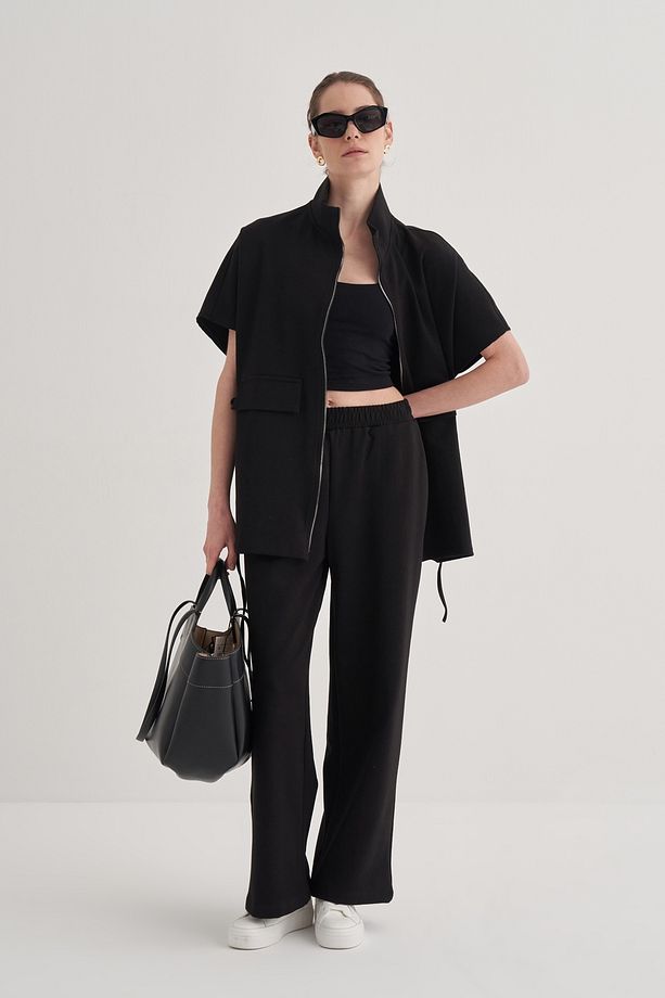 Kadın Çelik Örme Oversize Yelek Siyah - 7