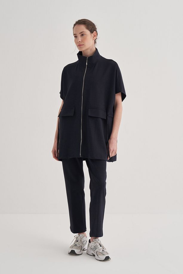 Kadın Çelik Örme Oversize Yelek Lacivert - 6