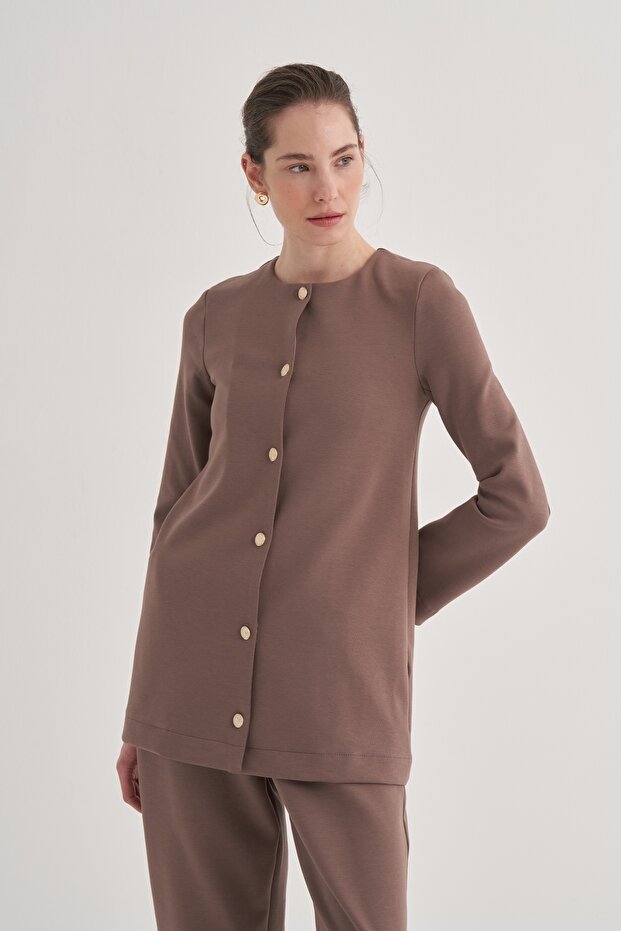 Kadın Çelik Örme Ceket Kahve - 4