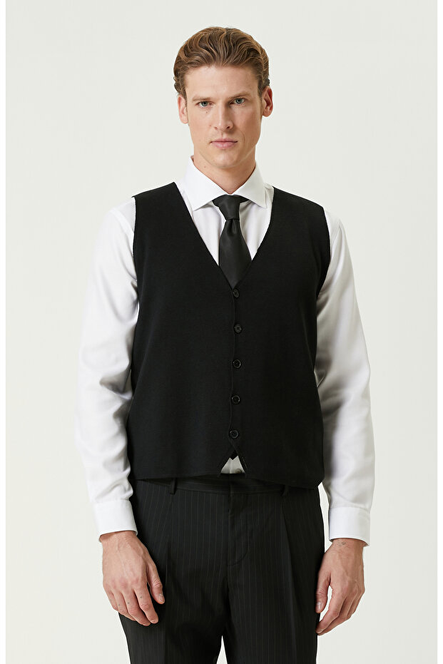 Siyah Triko Yelek - 2