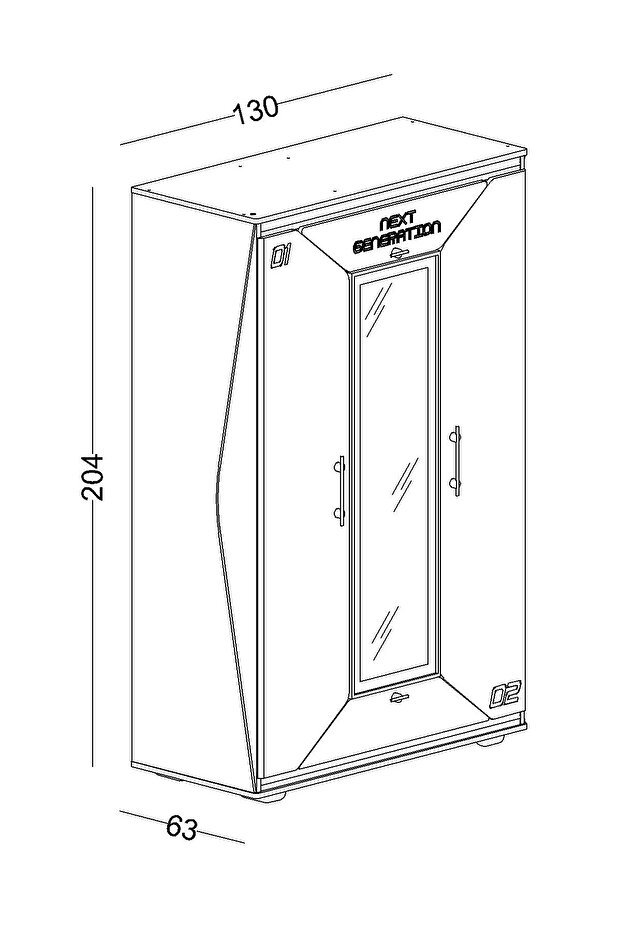 Next Game 3 Kapaklı Dolap - 5