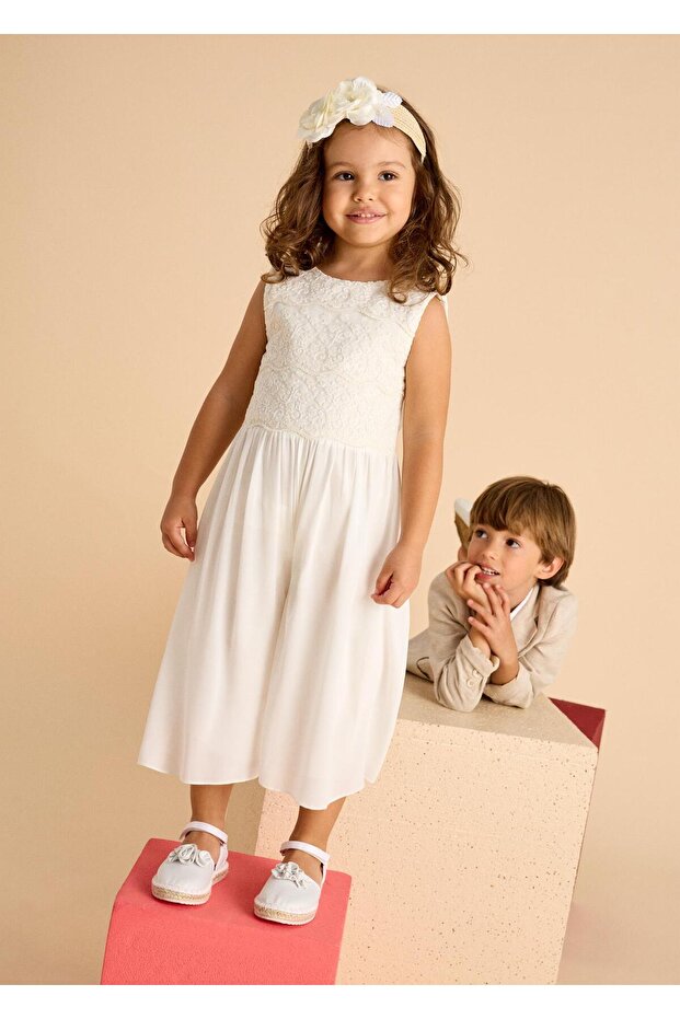 Üstü Dantelli Tulum - Ekru - 1