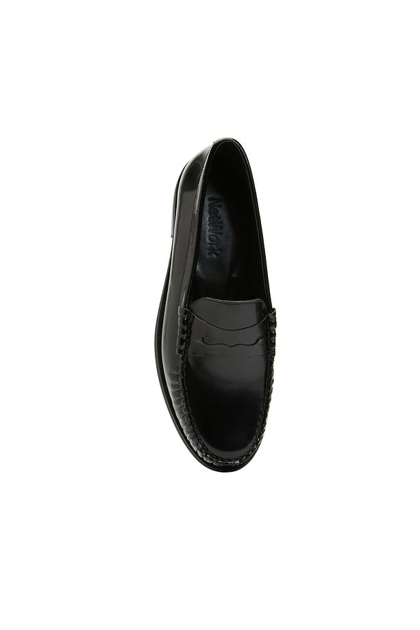 Siyah Kadın Deri Loafer - 4