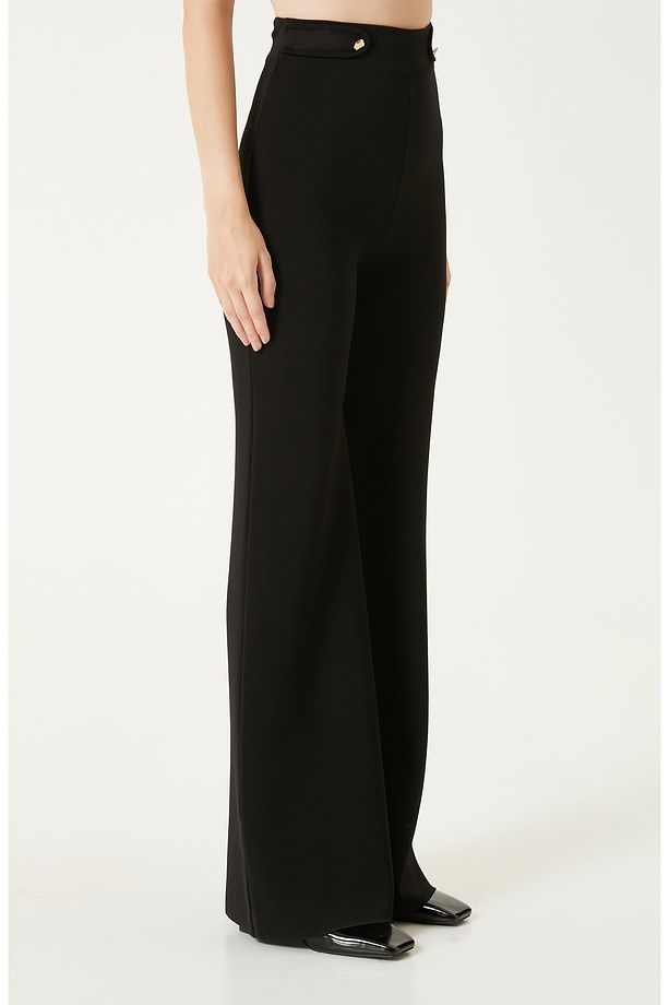 Siyah Flare Form Triko Pantolon - 3