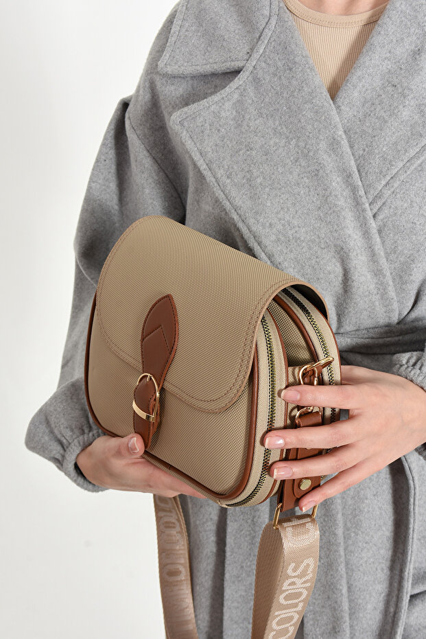 Women's Mink 3 Compartment Column Strap Hand and Shoulder Bag