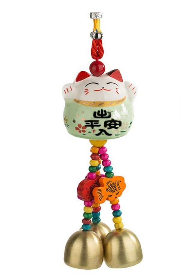 Feng Shui Şans ve Bereket Kedisi Maneki Neko Seramik Asılabilir Dekor/Kapı Süsü /Duvar Süsü - 1