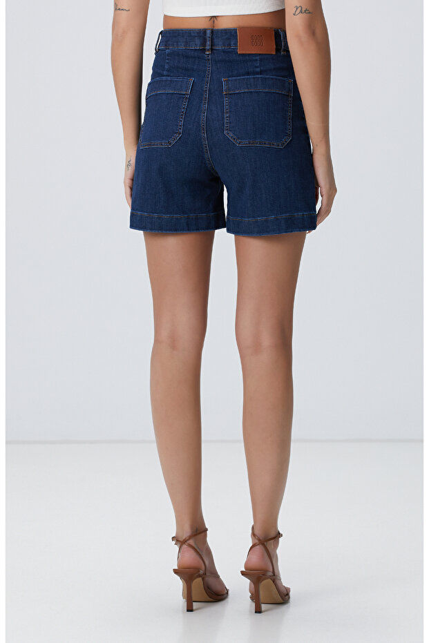 Indigo Denim Şort - 5