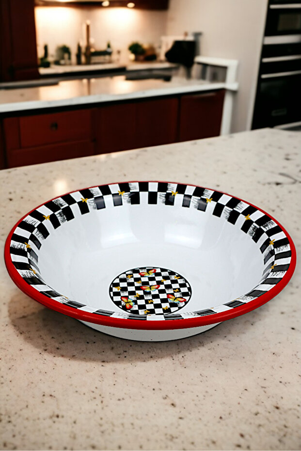 36 cm 4.5 Liter Enamel Basin for Whipping and Mixing, Dough Basin. Meyvelik. Dowry. Big Bowl