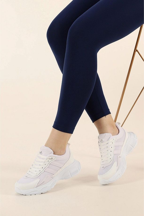 Kadın Yüksek Taban 4 CM Yazlık Fileli Hafif Rahat Taban Sneaker Kalın Taban Spor Ayakkabı - 1