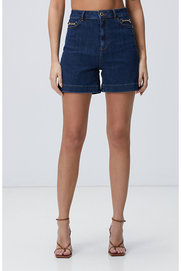 Indigo Denim Şort - 3