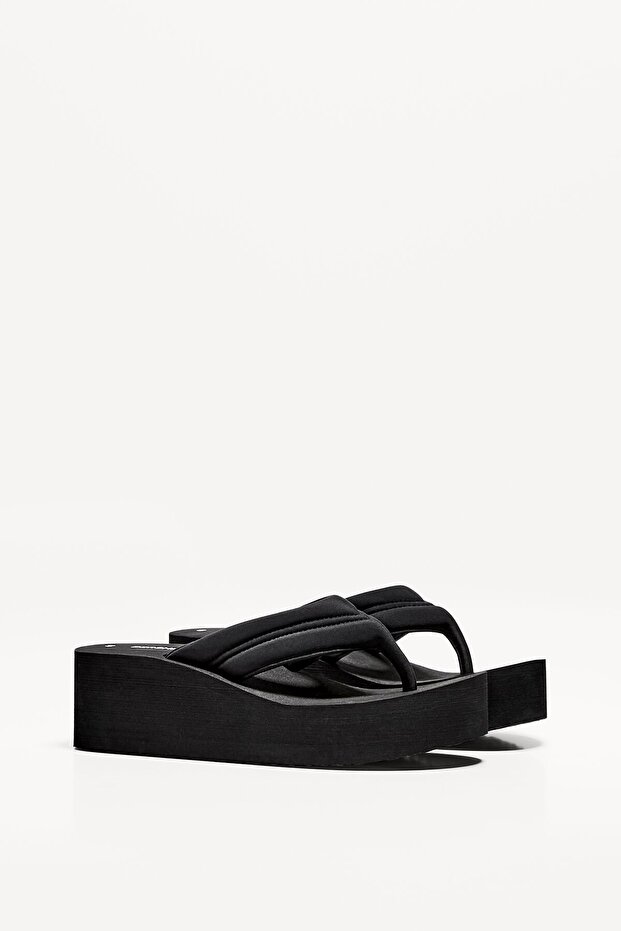 Kapitone platform sandalet - 1