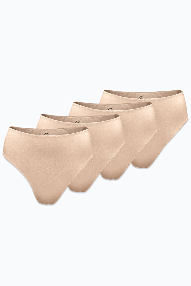 Kadın Ten Rengi 4 lü Paket Modal Yüksek Bel String Tanga 4M178 - 1