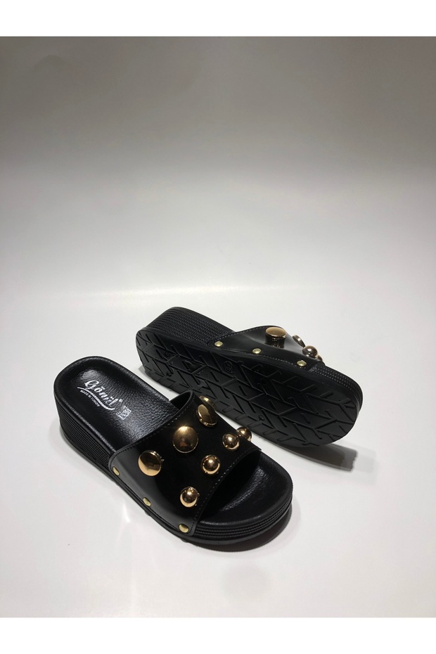 Taşlı Terlik Yüksek Topuk - 3