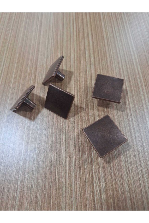 (5 Pcs) Square Button (Antique Copper) Bedside Table Console Chiffonier Kitchen Cabinet Door Handle