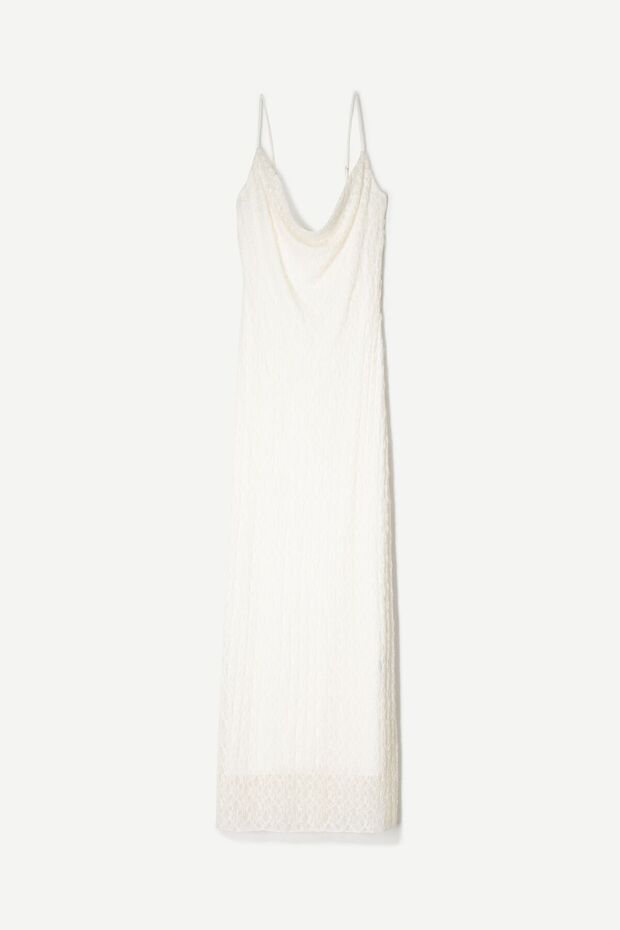 Dantelli midi elbise - 4