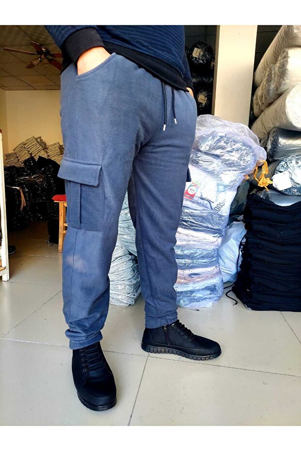 Kargo Cep Erkek Regular Fit Kışlık Polar Eşofman Altı - 1