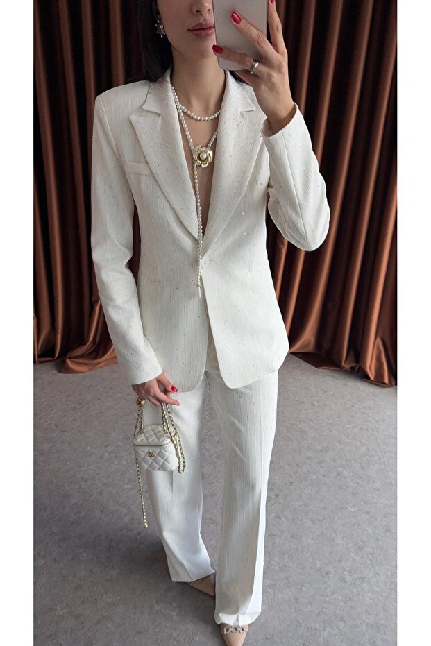 Sequin Premium Ecru Jacket - 2