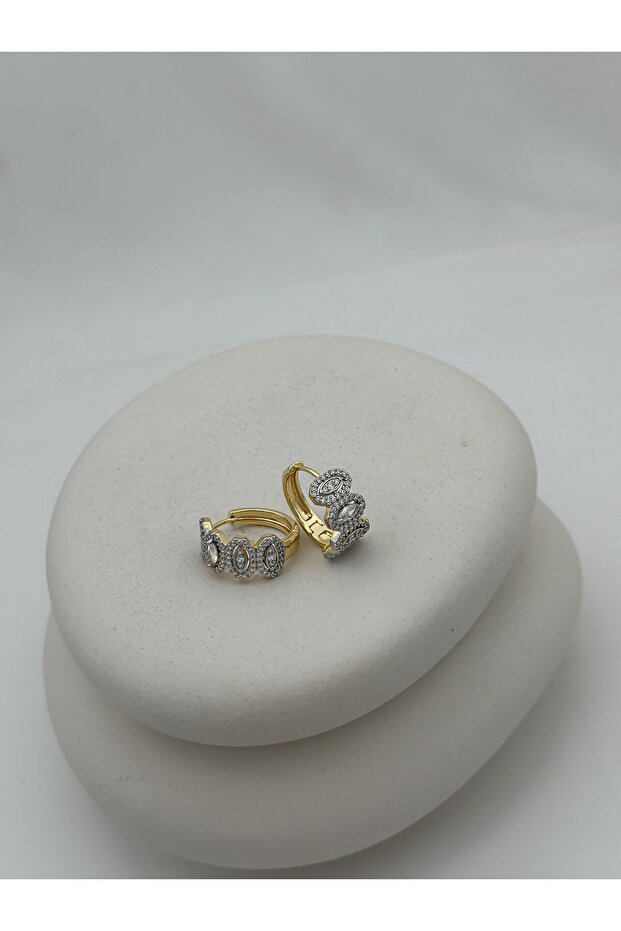 Mix Color Zircon Stone Oval Design Hoop Earrings