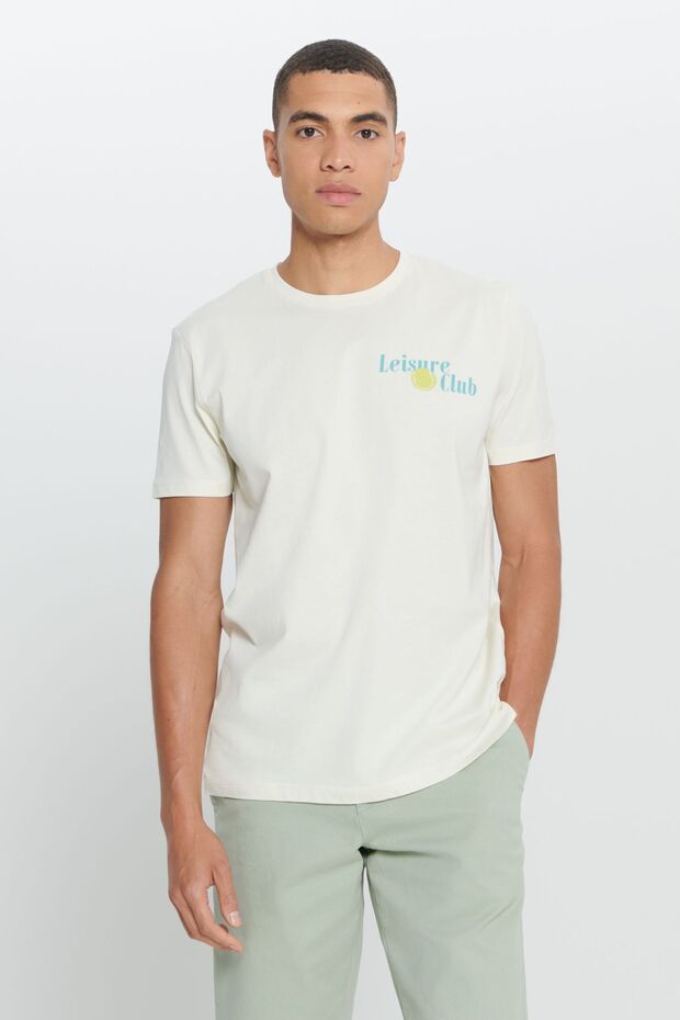 Erkek Sarı Standart Fit Normal Kesim %100 Pamuk Yumuşak Dokulu Baskılı Bisiklet Yaka Tişört - 1