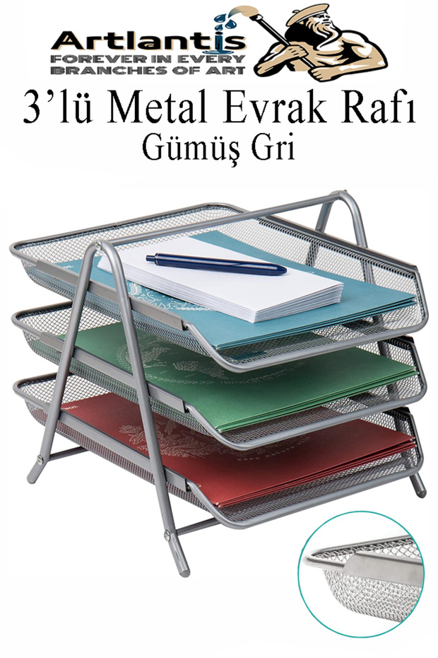 Metal Document Rack 3 in 1 Pack Desk Top A4 File Organizer Paper Tray with Metal Net Three Layers Har