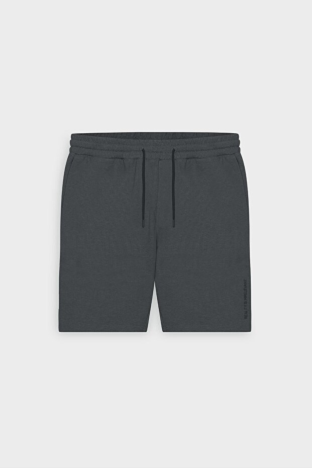 Erkek Antrasit-melanj Standart Fit Normal Kesim Pamuklu Rahat Örme Şort - 6