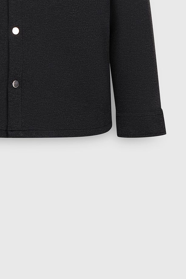 Erkek Antrasit Comfort Fit Rahat Kesim Gömlek Yaka Ceket Gömlek - 8