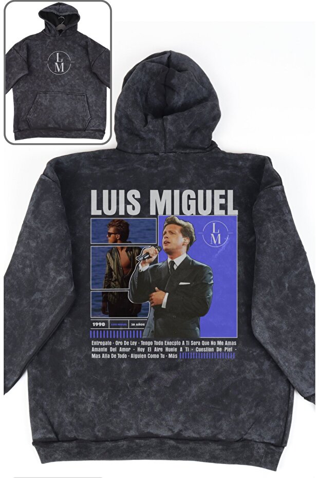 Luis Miguel Unisex Oversize Hooded Sweatshirt with Back Print - Singer Retro Hoodie