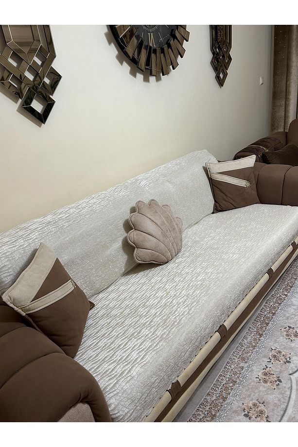 Süngerli Koltuk Örtüsü Yeni Moda Ekru Rengi 1 Adet 210*170 Cm - 1