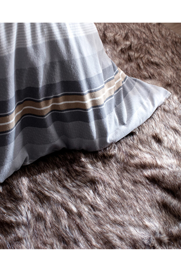 Destry Tek Kişilik %100 Pamuk Flanel Nevresim Takımı - Gri - 5