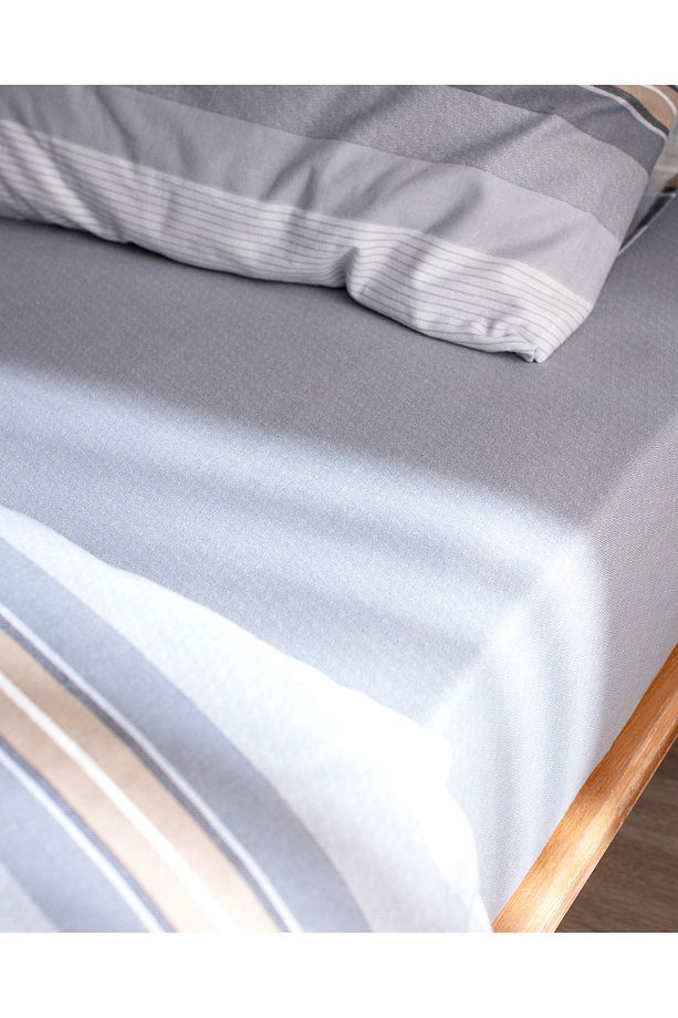 Destry Çift Kişilik %100 Pamuk Flanel Nevresim Takımı - Gri - 4