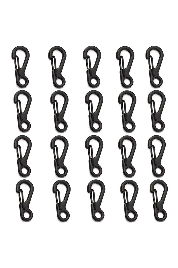 Black - 20PCS 20Pcs Mini Spring Carabiners Set Outdoor EDC Rope Clasps Keychain Camping Hooks Paraco