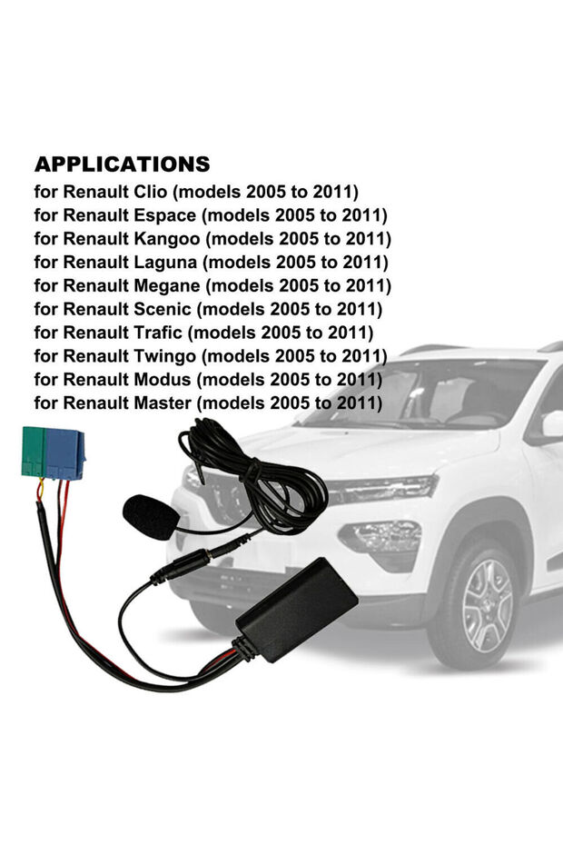 محول AUX لوحدة بلوتوث السيارة Biurlink MIC Handsfree MINI ISO 6Pin AUX Cable لـ Renault Update...