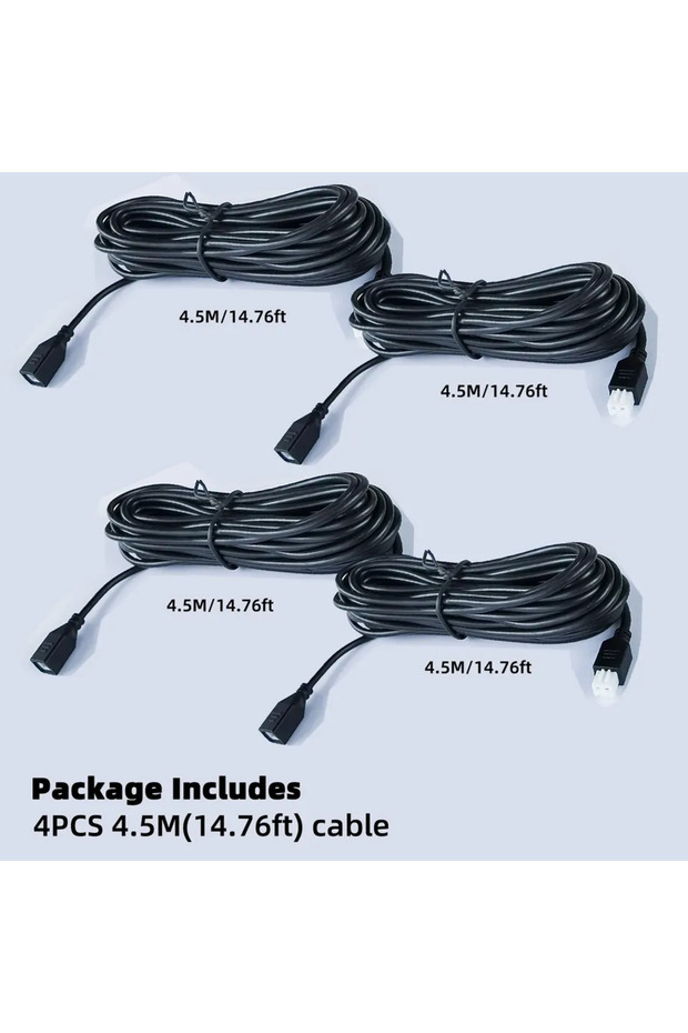 4.5M(4Pcs) 4 PCS 2 Pin Parktronic Parking Sensors Extension Cable Cord for Car Reversing Parking Sen